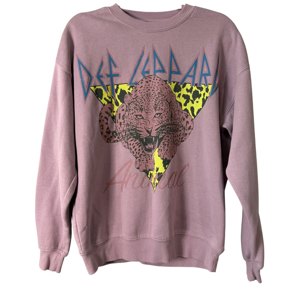 Def Leppard Animal Leopard Print Graphic Sweatshirt Purple Women's‎ Small